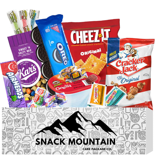 Snack Mountain boxed snacks, snack care package filled with brand favorite snacks, 15-count.