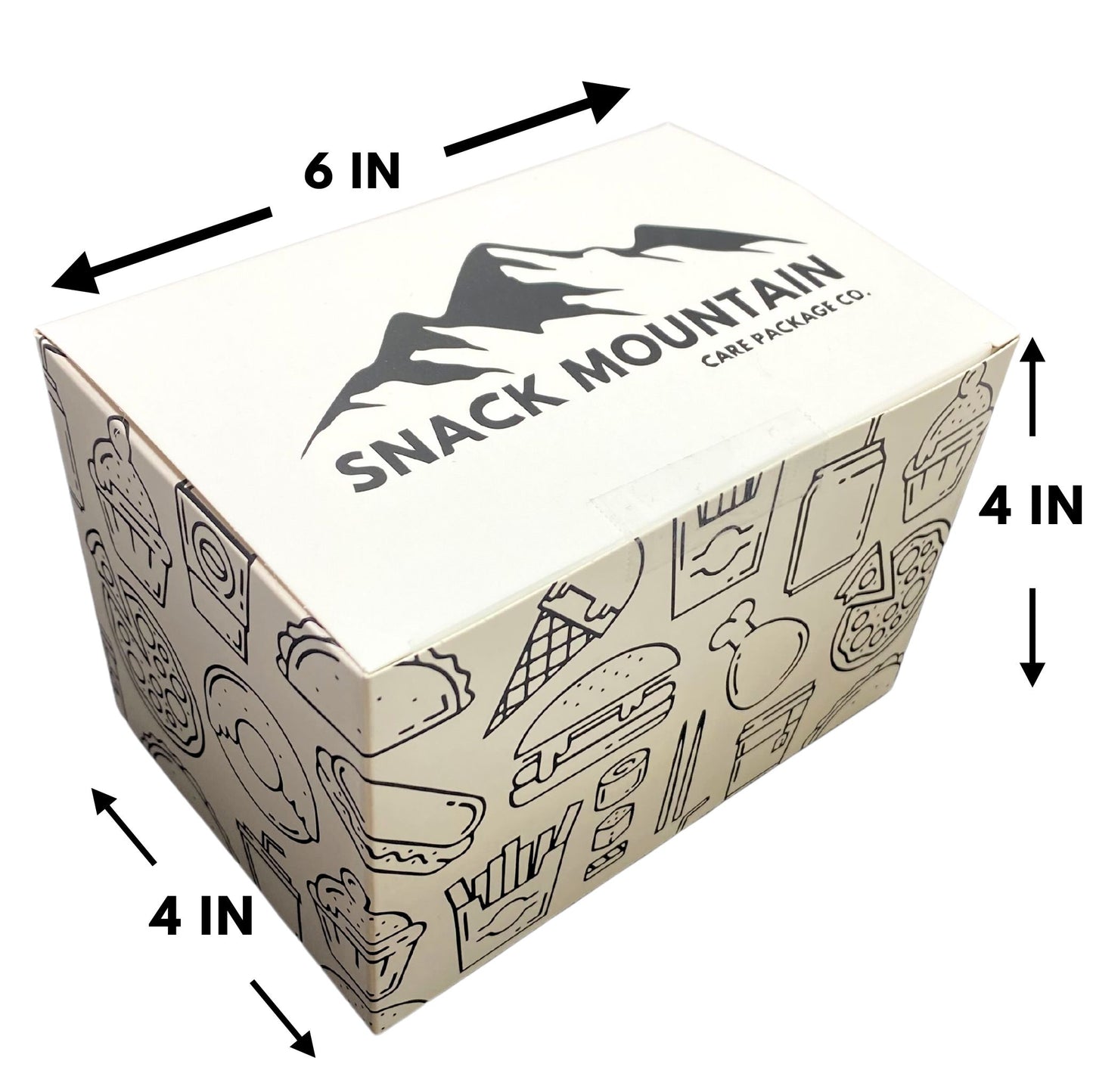 The dimensions of the candy snack box is 6x4x4".