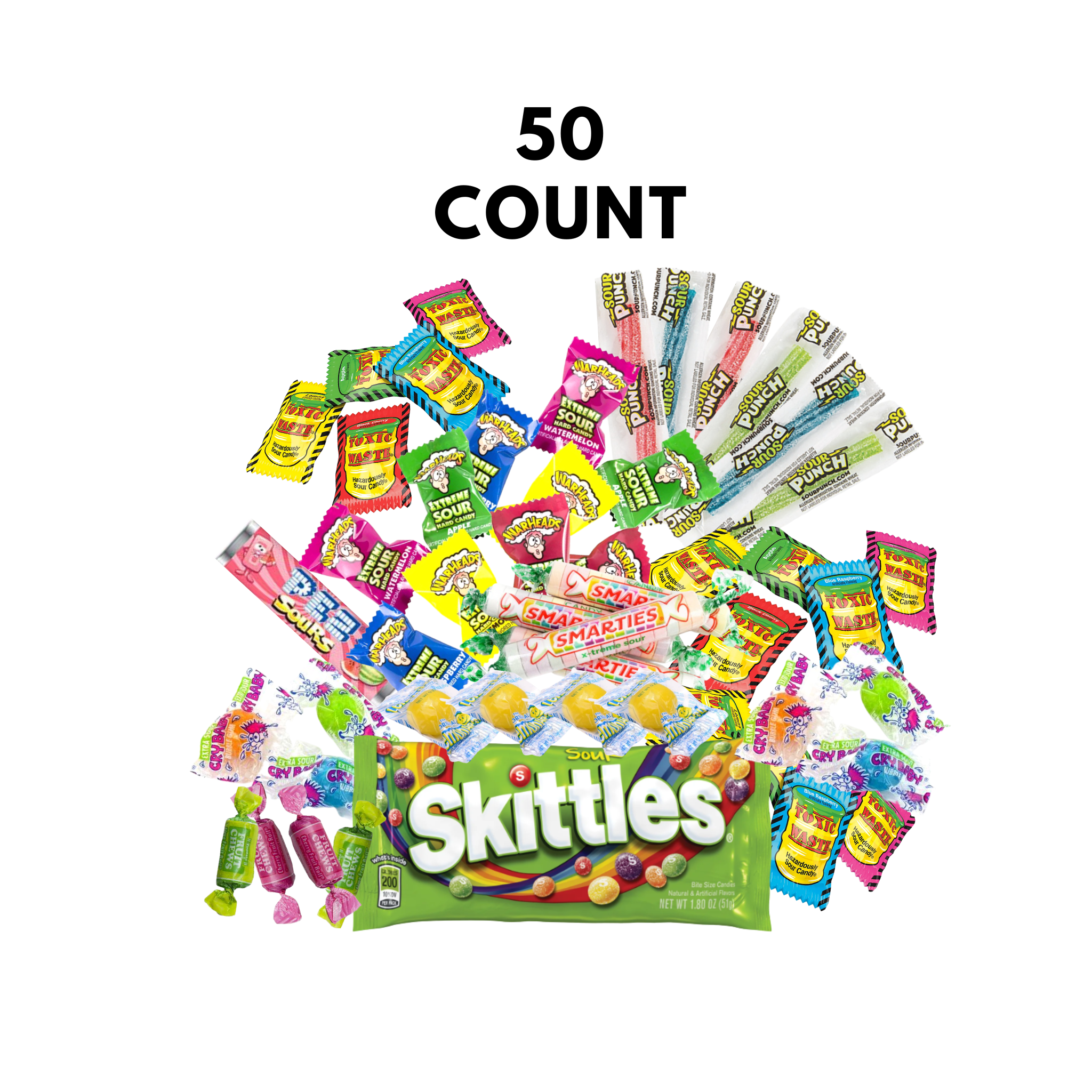 Sour Candy Assortment Pack - | 50 Count Bag - snackmtn